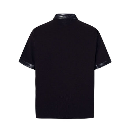 TALKLESSFASHION Jiayiku's 2026 new arrival American street dark thorn waffle short-sleeved T-shirt patchwork lapel polo shirt