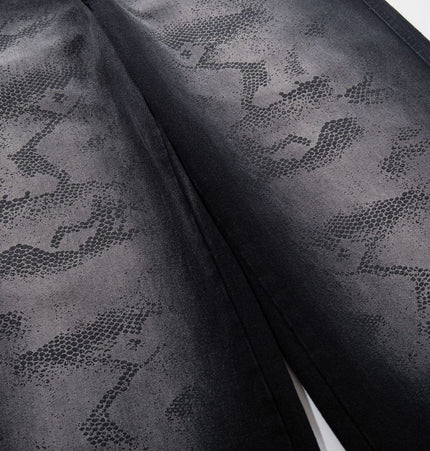 TALKLESSFASHION Jiayiku's 2026 new arrivals, American high street RO style, heavy washed wide-leg jeans, loose python pattern floor-length pants