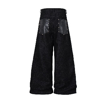 TALKLESSFASHION Jiayiku's 2026 new arrivals, American high street RO style, special-shaped deconstruction, motorcycle-style personalized jeans, loose wide-leg pants