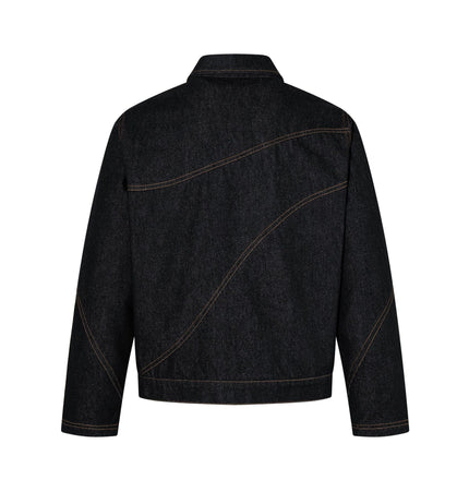 TALKLESSFASHION Jiayiku's 2026 new arrivals, American retro old money style, deconstructed design, washed water, primary color denim jacket, jacket for men