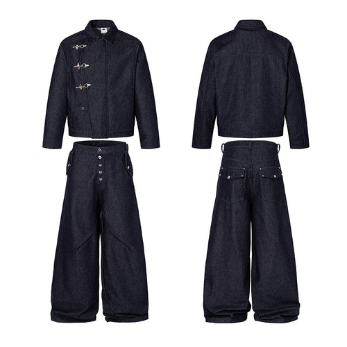 THETLSTUDIO Jiayiku's 2026 new arrivals, American retro old money, wind-washed water, primary color denim jacket, airplane buckle, cargo jacket, men