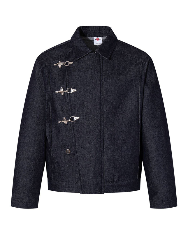 TALKLESSFASHION Jiayiku's 2026 new arrivals, American retro old money, wind-washed water, primary color denim jacket, airplane buckle, cargo jacket, men