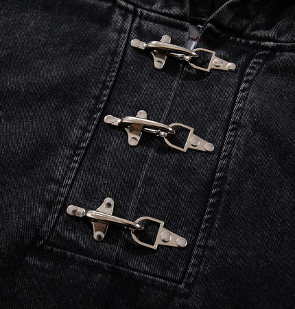 TALKLESSFASHION Jiayiku's 2026 new arrivals, American trendy brand retro heavyweight washed denim jackets, airplane buckle sweatshirts, hooded jackets