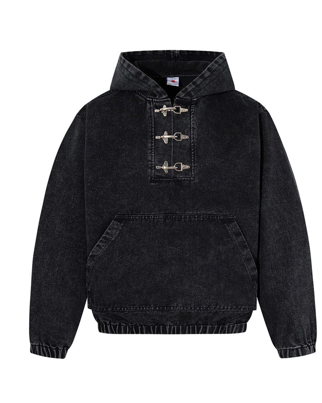 TALKLESSFASHION Jiayiku's 2026 new arrivals, American trendy brand retro heavyweight washed denim jackets, airplane buckle sweatshirts, hooded jackets
