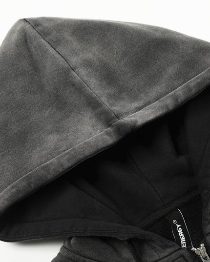 TALKLESSFASHION Jiayiku's 2026 new wasteland feng shui wash patch embroidered zipper sweatshirt jacket men's and women's American street hoodies