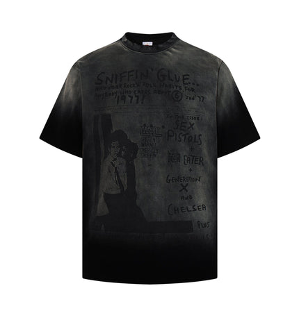 TALKLESSFASHION Jiayiku's 2026 summer new American street hip-hop trendy brand tee cultural shirt gradient color washed destruction T-shirt