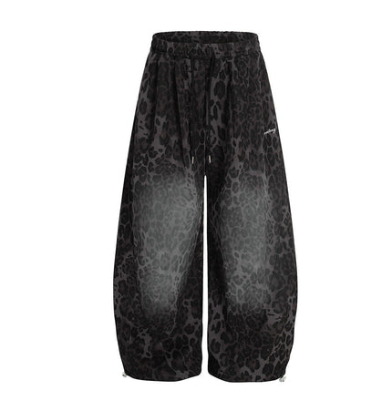 TALKLESSFASHION Jiayiku trendy brand 2025 American retro leopard print sweatpants scimitar pants men's and women's vibe ruffians handsome loose wide-leg pants