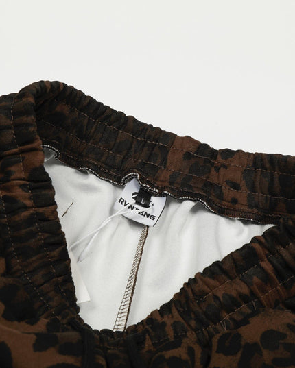 TALKLESSFASHION Jiayiku trendy brand 2025 American retro leopard print sweatpants scimitar pants men's and women's vibe ruffians handsome loose wide-leg pants