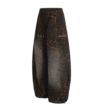 TALKLESSFASHION Jiayiku trendy brand 2025 American retro leopard print sweatpants scimitar pants men's and women's vibe ruffians handsome loose wide-leg pants