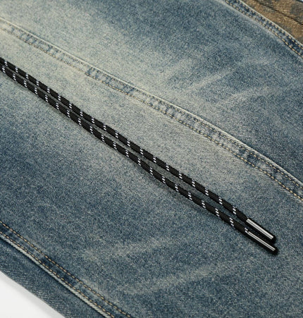 TALKLESSFASHION Jiayiku trendy brand 2025 autumn new American retro leopard print scimitar jeans men's and women's loose wide-leg trousers