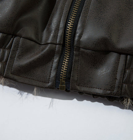 TALKLESSFASHION Jiayiku trendy brand 2025 new American mountain carved fur collar cotton jacket pilot leather jacket locomotive ruffian handsome cotton coat