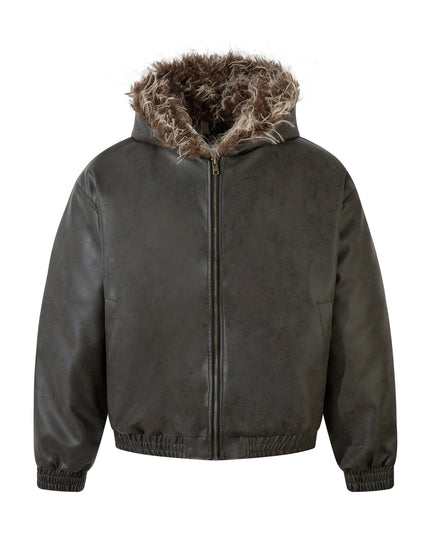TALKLESSFASHION Jiayiku trendy brand 2025 new American mountain carved fur collar cotton jacket pilot leather jacket locomotive ruffian handsome cotton coat