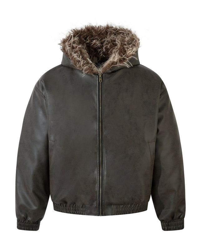 TALKLESSFASHION Jiayiku trendy brand 2025 new American mountain carved fur collar cotton jacket pilot leather jacket locomotive ruffian handsome cotton coat