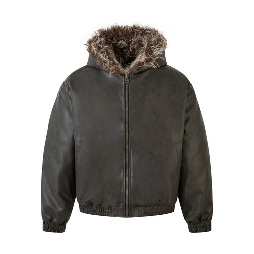 THETLSTUDIO Jiayiku trendy brand 2025 new American mountain carved fur collar cotton jacket pilot leather jacket locomotive ruffian handsome cotton coat