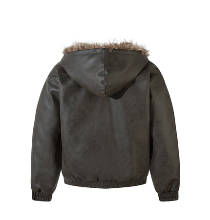 TALKLESSFASHION Jiayiku trendy brand 2025 new American mountain carved fur collar cotton jacket pilot leather jacket locomotive ruffian handsome cotton coat