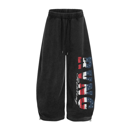 TALKLESSFASHION Jiayiku trendy brand 2025 new American retro scimitar pants, star-striped sweatpants, men's and women's loose wide-leg trousers