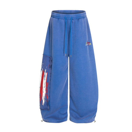 THETLSTUDIO Jiayiku trendy brand 2025 new American retro washed scimitar Stars and Stripes sweatpants for men and women loose wide-leg pants