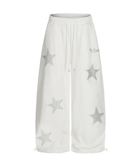 TALKLESSFASHION Jiayiku trendy brand 2025 winter fleece sweatpants, American retro hot diamond cutlash pants, sweatpants, loose wide-leg pants
