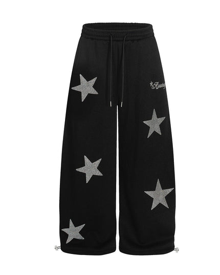 TALKLESSFASHION Jiayiku trendy brand 2025 winter fleece sweatpants, American retro hot diamond cutlash pants, sweatpants, loose wide-leg pants