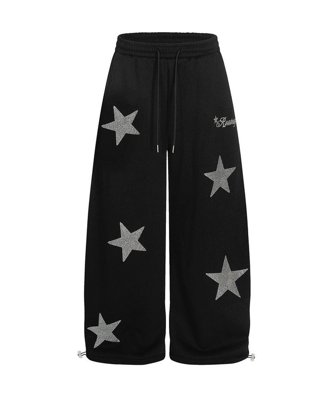 TALKLESSFASHION Jiayiku trendy brand 2025 winter fleece sweatpants, American retro hot diamond cutlash pants, sweatpants, loose wide-leg pants