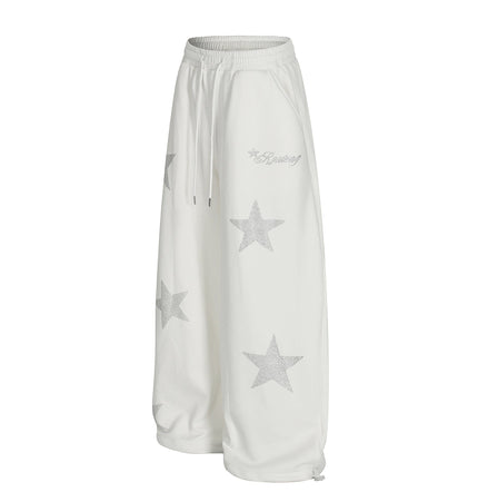 TALKLESSFASHION Jiayiku trendy brand 2025 winter fleece sweatpants, American retro hot diamond cutlash pants, sweatpants, loose wide-leg pants