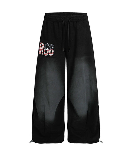 TALKLESSFASHION Jiayiku trendy brand 2025 winter fleece sweatpants, American retro scimitar pants, sweatpants, men's and women's loose wide-leg pants