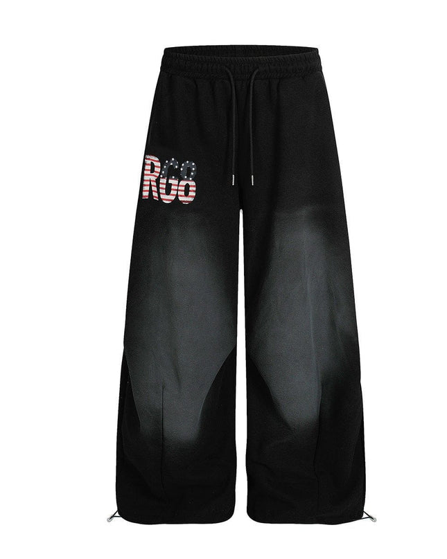 TALKLESSFASHION Jiayiku trendy brand 2025 winter fleece sweatpants, American retro scimitar pants, sweatpants, men's and women's loose wide-leg pants