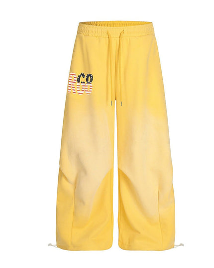 TALKLESSFASHION Jiayiku trendy brand 2025 winter fleece sweatpants, American retro scimitar pants, sweatpants, men's and women's loose wide-leg pants