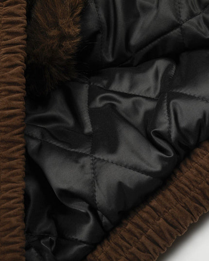 TALKLESSFASHION Jiayiku trendy brand 2025 winter mountain carving American old money style wool collar cotton jacket padded jacket suede cotton jacket