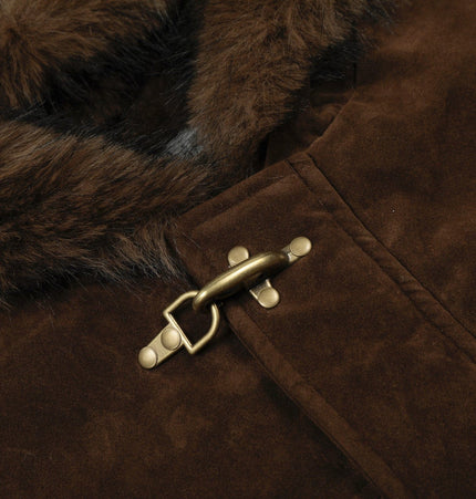 TALKLESSFASHION Jiayiku trendy brand 2025 winter mountain carving American old money style wool collar cotton jacket padded jacket suede cotton jacket
