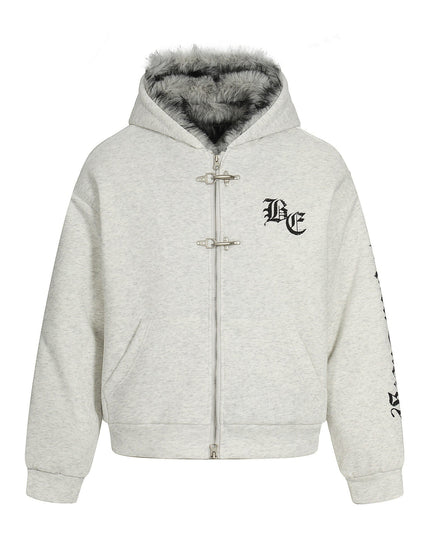 TALKLESSFASHION Jiayiku trendy brand 2025 winter new American mountain carved fur collar cotton jacket fleece sweatshirt jacket hooded cotton jacket