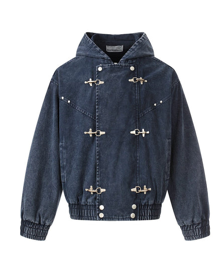 TALKLESSFASHION Jiayiku trendy brand 2026 new American retro heavy wash old denim jacket airplane buckle jacket locomotive