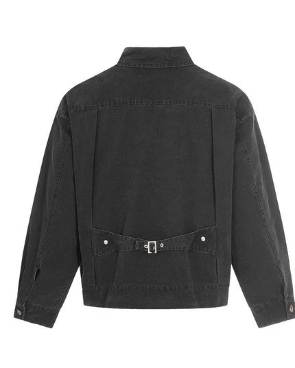 TALKLESSFASHION Jiayiku trendy brand 2026 new American retro high-quality heavy washed distressed denim jacket cargo jacket