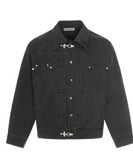 TALKLESSFASHION Jiayiku trendy brand 2026 new American retro high-quality heavy washed distressed denim jacket cargo jacket