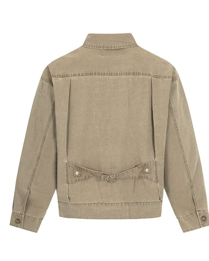 TALKLESSFASHION Jiayiku trendy brand 2026 new American retro high-quality heavy washed distressed denim jacket cargo jacket