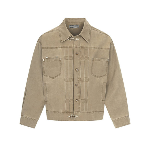 THETLSTUDIO Jiayiku trendy brand 2026 new American retro high-quality heavy washed distressed denim jacket cargo jacket