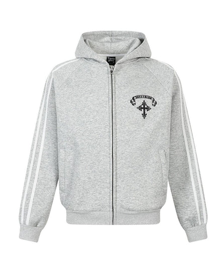 TALKLESSFASHION Jiayiku trendy brand 2026 new American street cross patch embroidered hoodie sports jacket hoodie