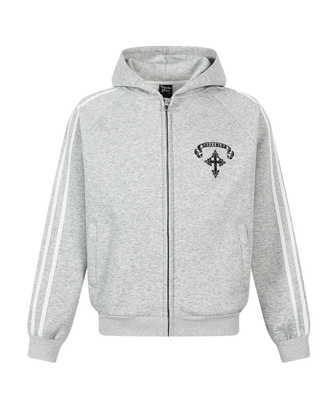 TALKLESSFASHION Jiayiku trendy brand 2026 new American street cross patch embroidered hoodie sports jacket hoodie