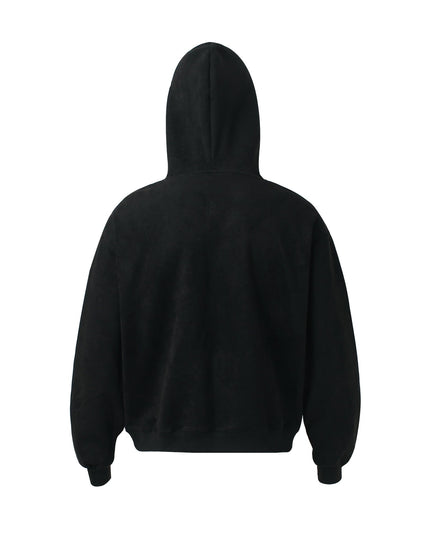 TALKLESSFASHION JW302 American Trend Suede Suede Vintage Structure Printed Design Short and Wide Men's Hooded Cardigan Sweatshirt