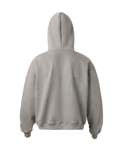TALKLESSFASHION JW303 American Trend Suede Suede Vintage Structure Zipper Design Short and Wide Men's Hooded Cardigan Sweatshirt