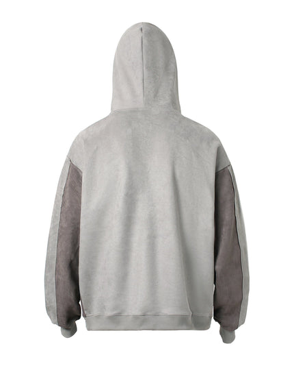 TALKLESSFASHION JW523 American Retro Men's and Women's Premium Street Stitching Design Men's Loose Suede Thickened Sweatshirt