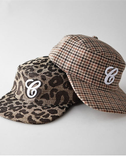 TALKLESSFASHION Korean version of niche retro leopard print flat top flat brim hat for men and women, fashion trend, cool and handsome, sweet and spicy, casual and versatile