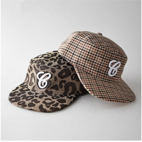 THETLSTUDIO Korean version of niche retro leopard print flat top flat brim hat for men and women, fashion trend, cool and handsome, sweet and spicy, casual and versatile