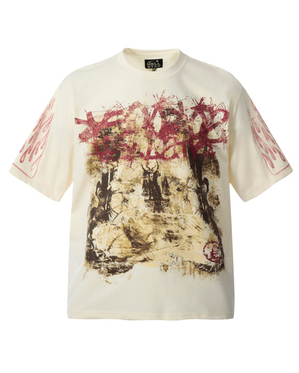 TALKLESSFASHION L / apricot HELLSTARSTA all-over vintage short-sleeved T-shirt