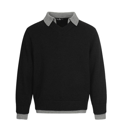 TALKLESSFASHION L / Black Hyper-Lazy Two-Piece Executive Knit