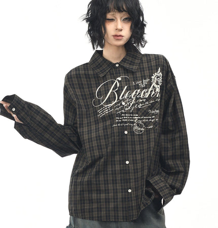 TALKLESSFASHION L / brown OV original autumn new American retro plaid shirt jacket men's and women's loose casual shirt long-sleeved top trend