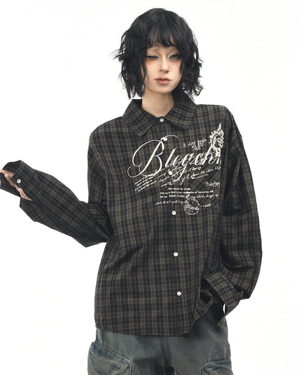 TALKLESSFASHION L / brown OV original autumn new American retro plaid shirt jacket men's and women's loose casual shirt long-sleeved top trend