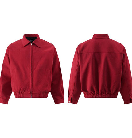 TALKLESSFASHION L / Red L1012 GXFortune American Red Harrington Cargo Jacket Men's and Women's Fall Short Wide Commuter Petit Jacket