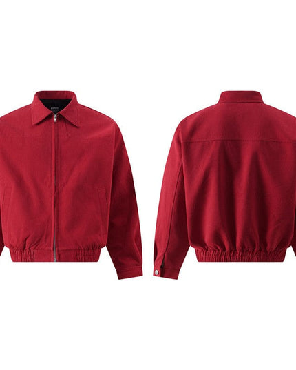 TALKLESSFASHION L / Red L1012 GXFortune American Red Harrington Cargo Jacket Men's and Women's Fall Short Wide Commuter Petit Jacket