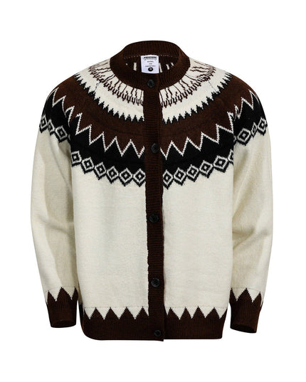 TALKLESSFASHION L / White G551 GXFortune American Vintage Fair Island Crew Neck Cardigan Sweater For Men and Women Couples Lazy Knitwear